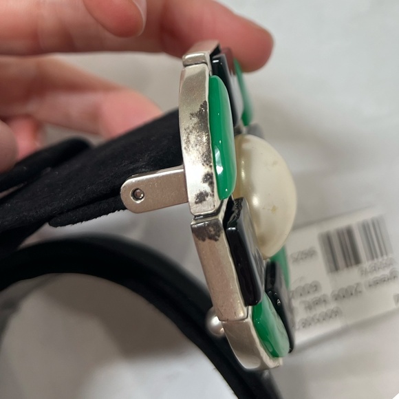 CHANEL RUNWAY Black Suede Green Gripoix Wide 2009A Belt main image 16